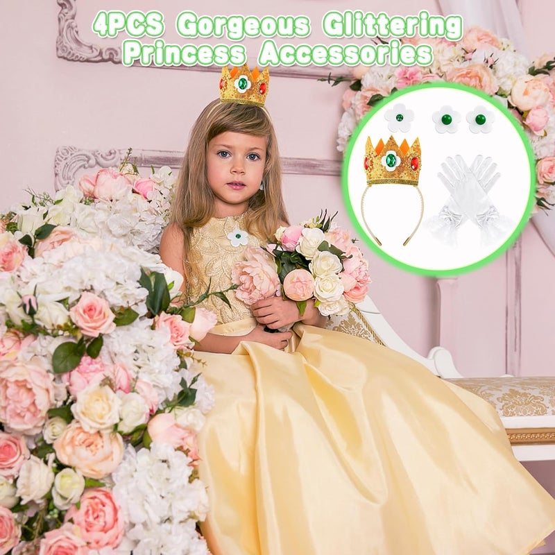 Goenb Princess Costume Accessories, 4 PCS Set of Princess Crown/Earrings/Gloves/Brooch Dress up for Women Girls - Image 5